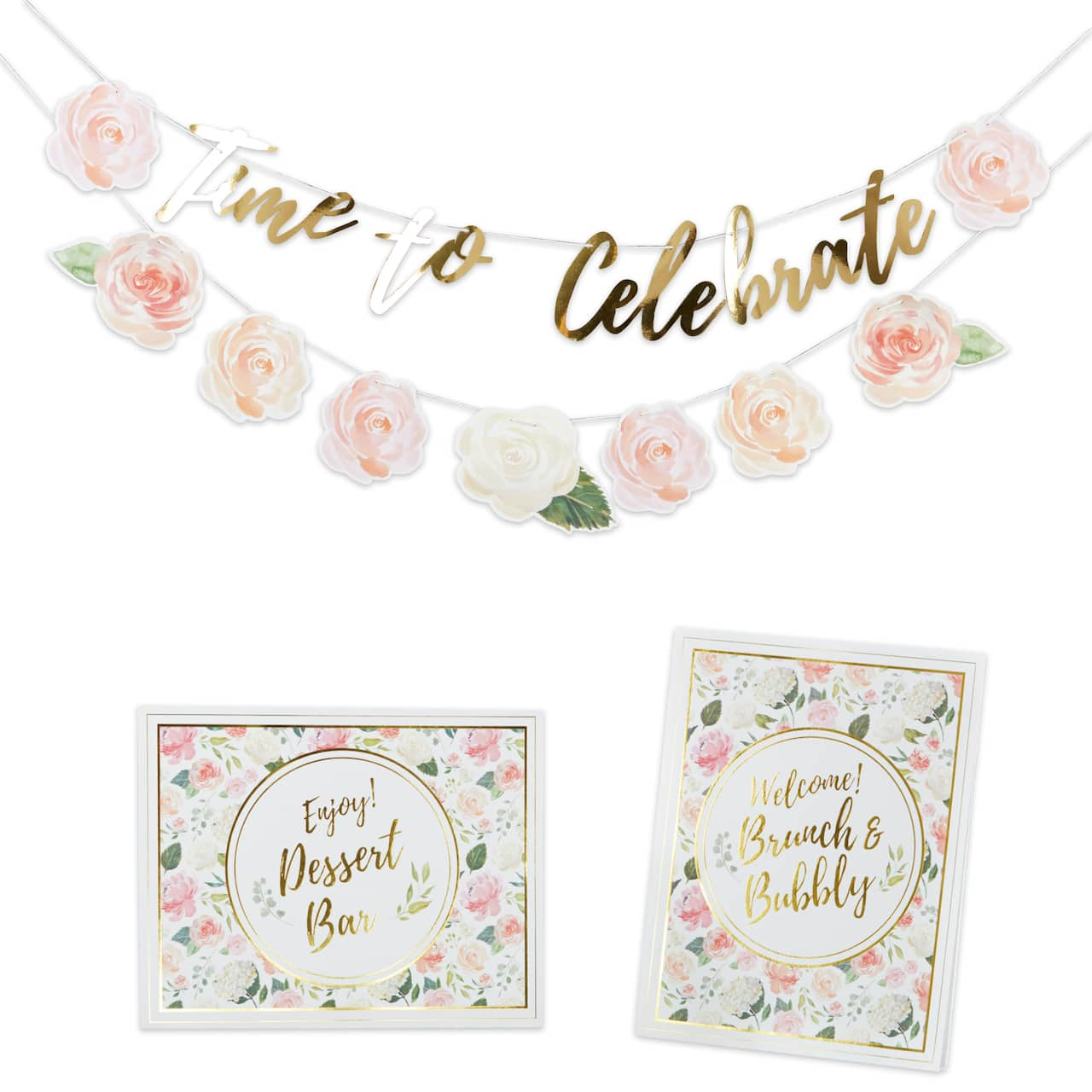 Kate Aspen&#xAE; Brunch Floral Brunch Party D&#xE9;cor Kit with Gold Foil